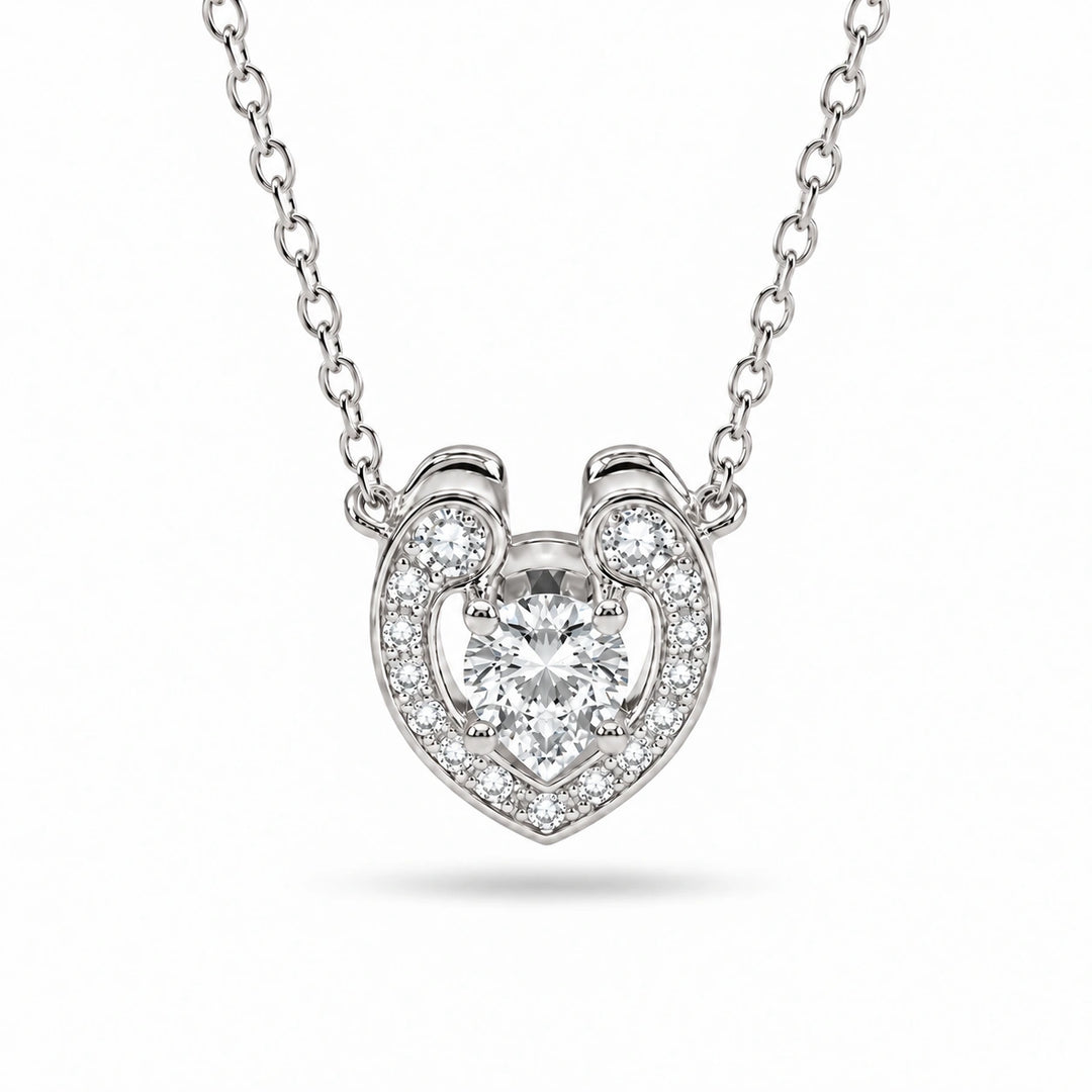 Open Heart Lab Diamond Pendant in Platinum 950, product visualization