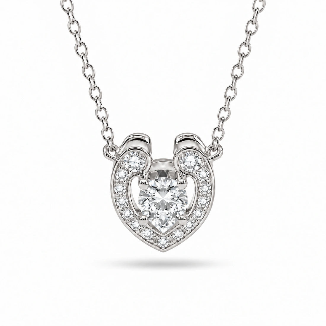 Open Heart Lab Diamond Pendant in Platinum 950