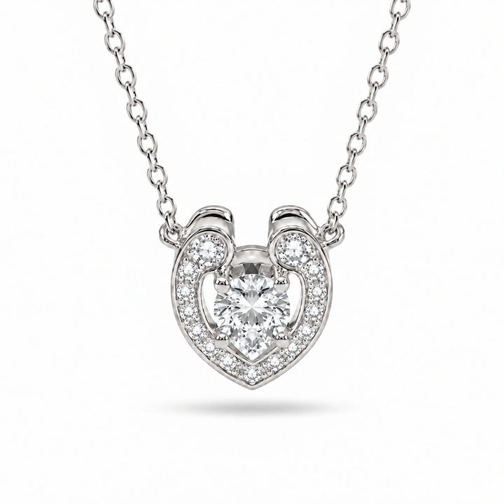 Open Heart Lab Diamond Pendant in Platinum 950, product visualization