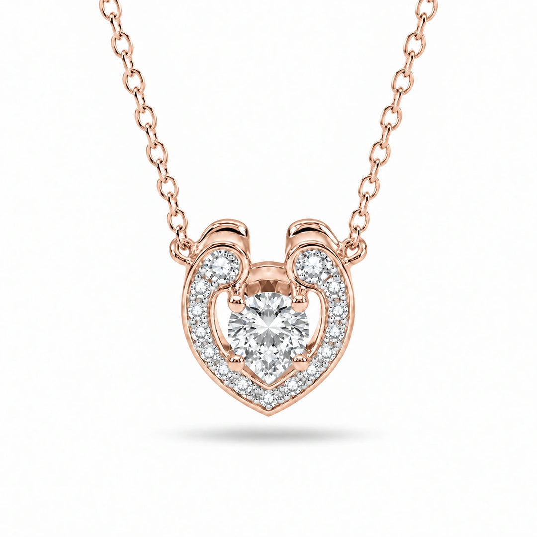 Open Heart Lab Diamond Pendant in 14K Rose Gold, product visualization