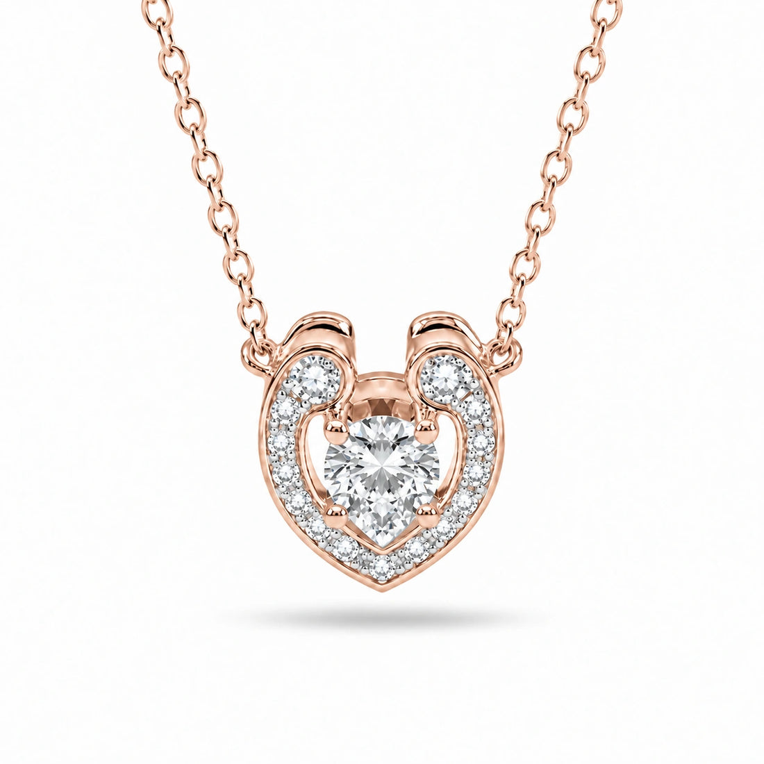 Open Heart Lab Diamond Pendant in 14K Rose Gold