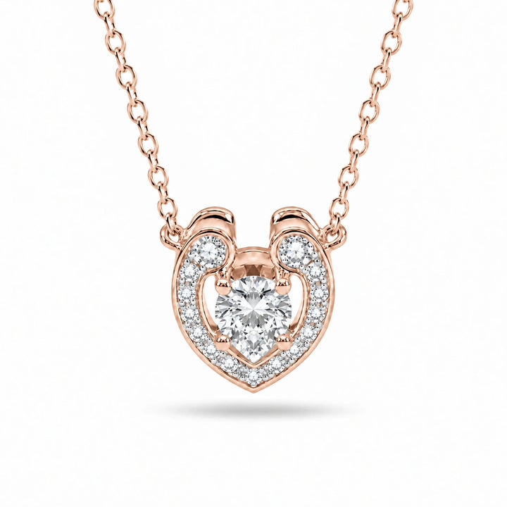 Open Heart Lab Diamond Pendant in 14K Rose Gold, product visualization