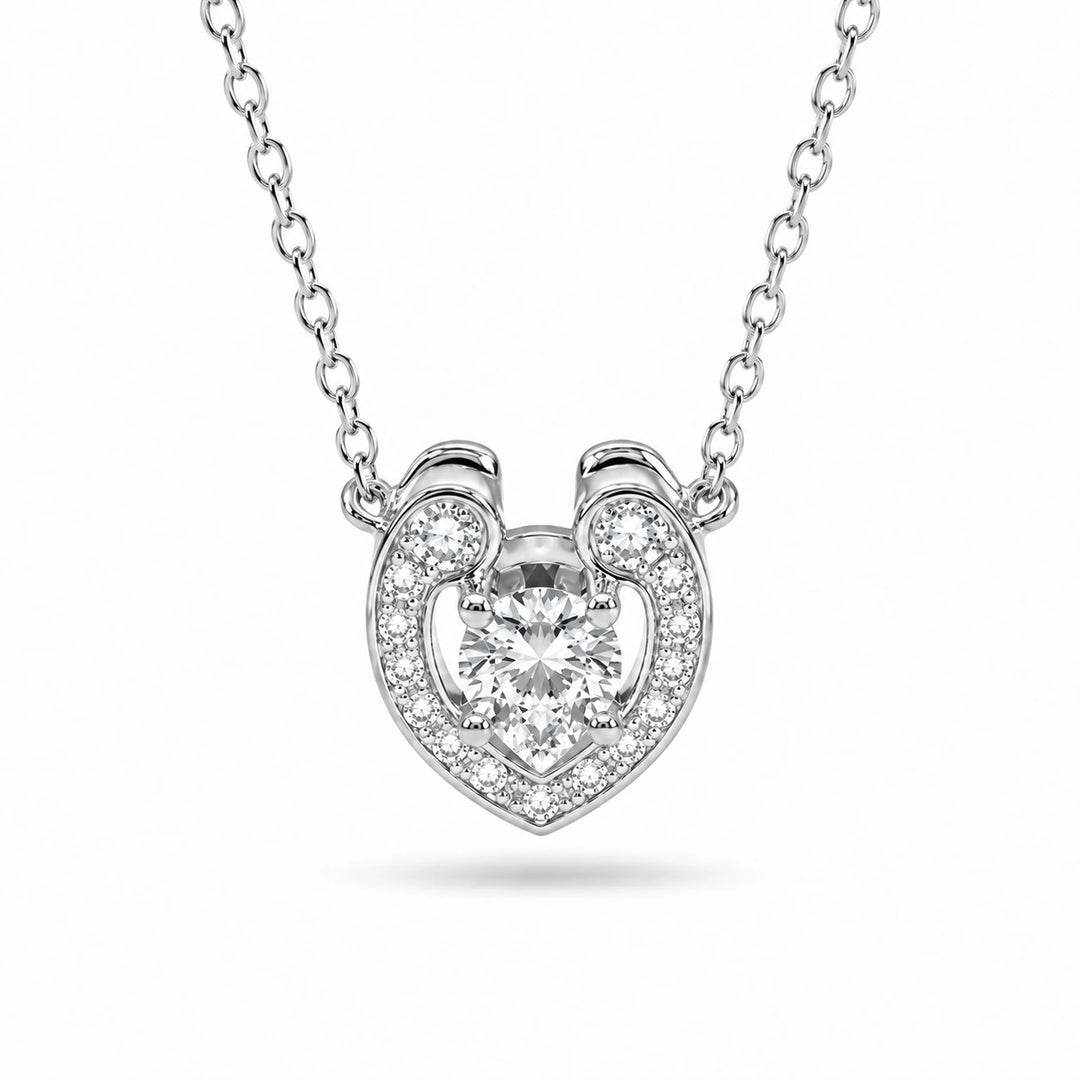 Open Heart Lab Diamond Pendant in 14K White Gold, product visualization
