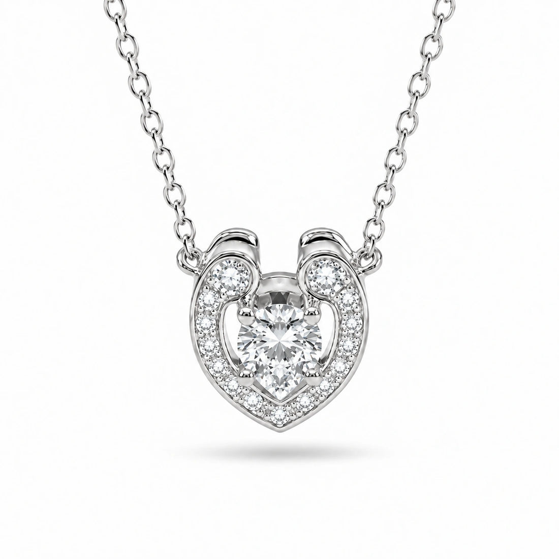 Open Heart Lab Diamond Pendant in 14K White Gold