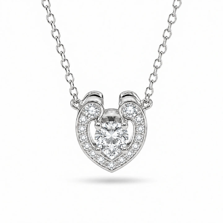 Open Heart Lab Diamond Pendant in 14K White Gold, product visualization