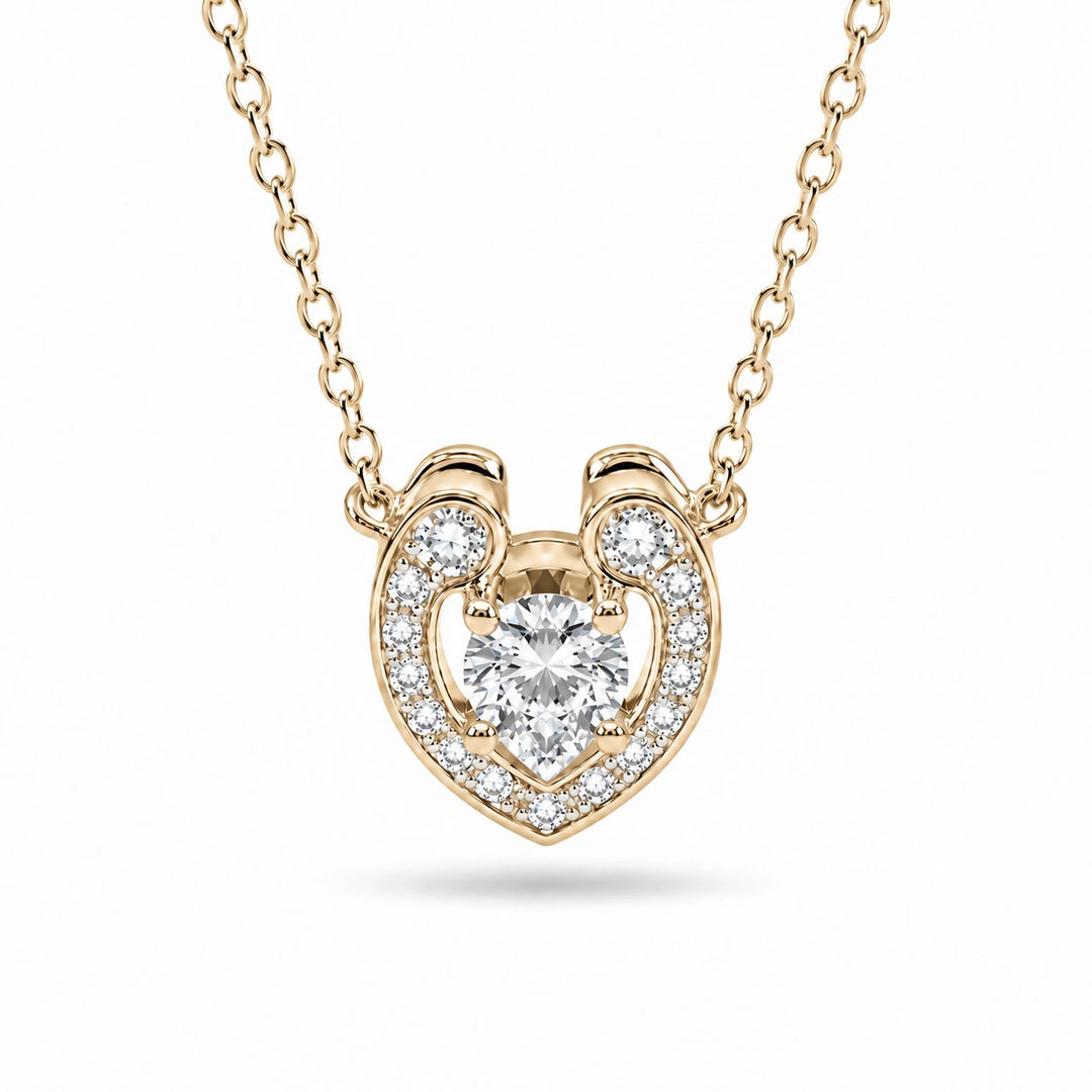 Open Heart Lab Diamond Pendant in 14K Yellow Gold, product visualization