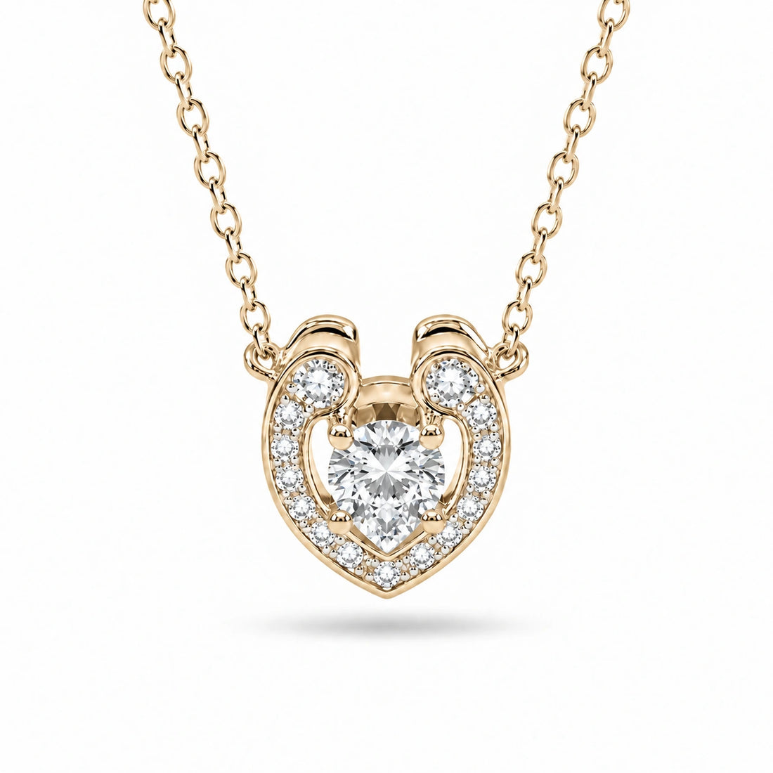 Open Heart Lab Diamond Pendant in 14K Yellow Gold