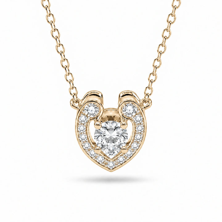Open Heart Lab Diamond Pendant in 14K Yellow Gold, product visualization