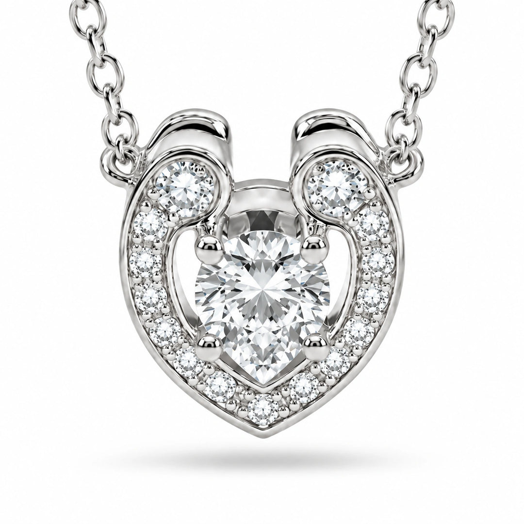 Open Heart Lab Diamond Pendant close-up detail, product visualization