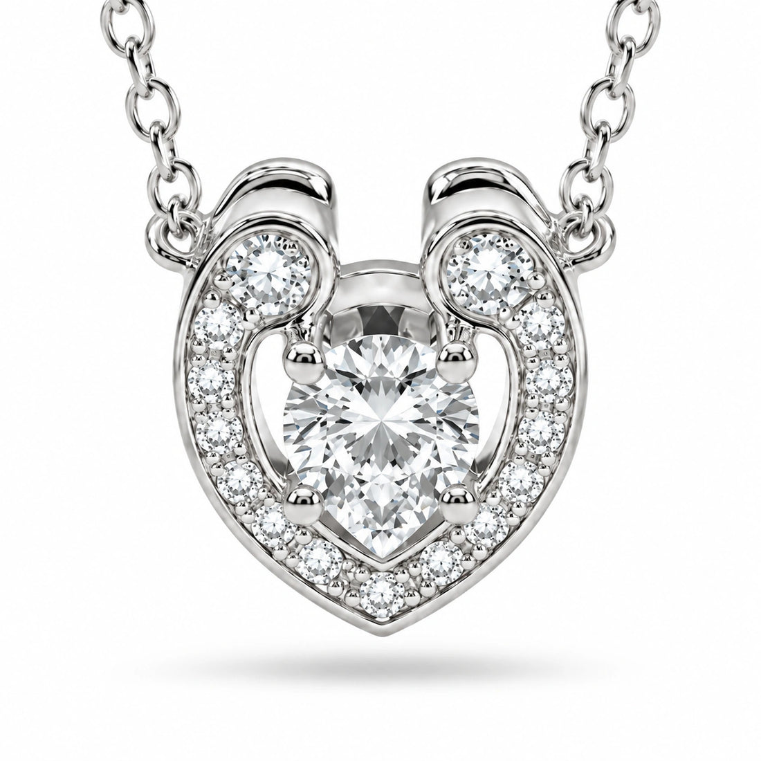 Open Heart Lab Diamond Pendant close-up detail