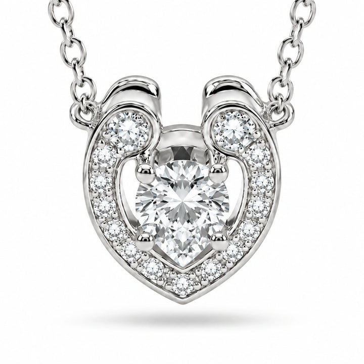 Open Heart Lab Diamond Pendant close-up detail, product visualization