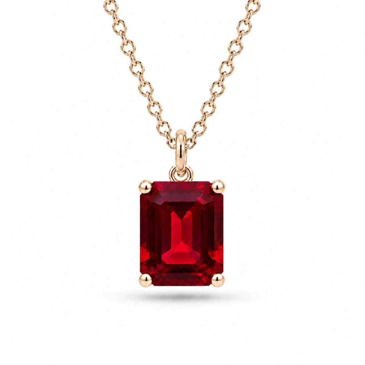 Emerald-Cut Lab Ruby Pendant — 3.00ct