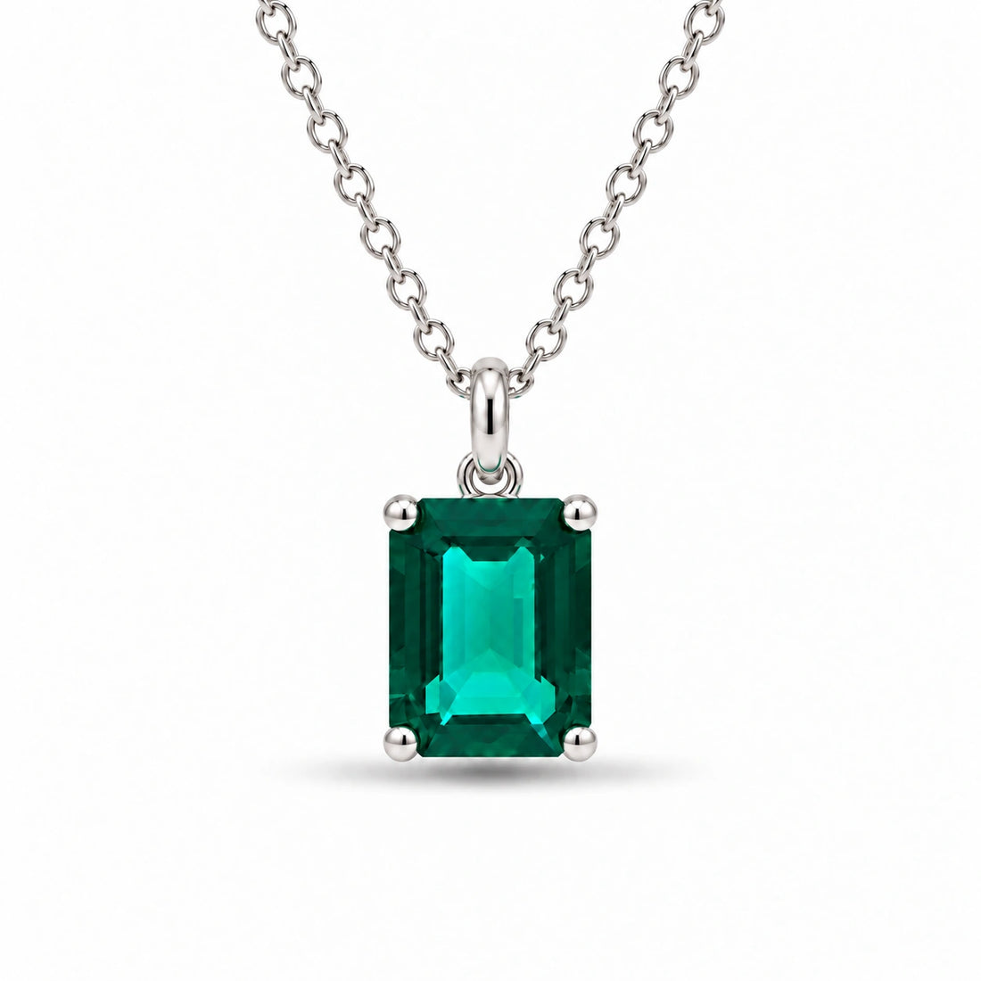 Emerald-Cut Lab Emerald Pendant 2.00ct in Platinum 950