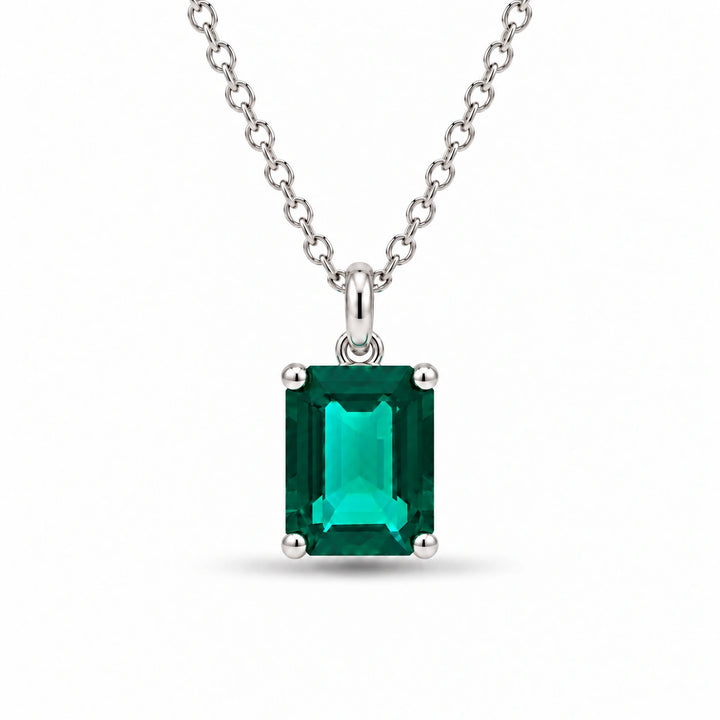 Emerald-Cut Lab Emerald Pendant 2.00ct in Platinum 950, product visualization