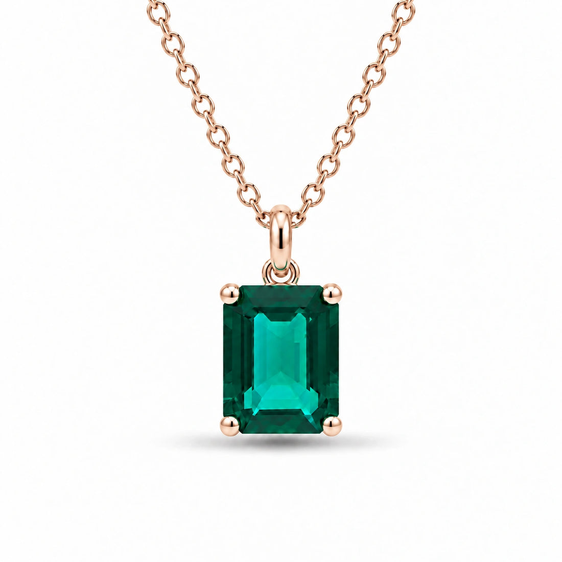 Emerald-Cut Lab Emerald Pendant 2.00ct in 14K Rose Gold