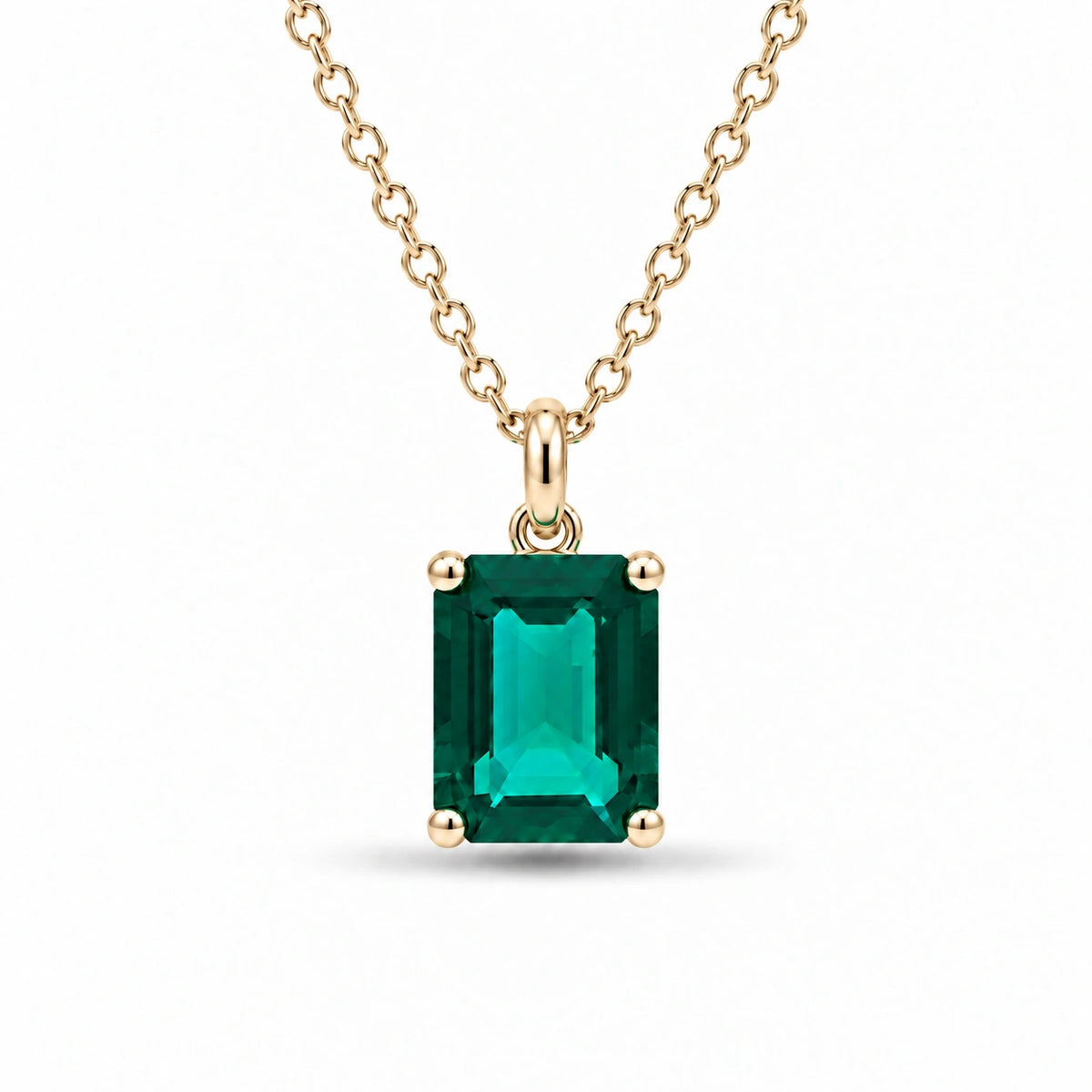 Emerald-Cut Lab Emerald Pendant — 2.00ct
