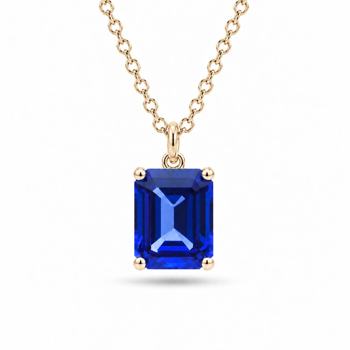 Emerald-Cut Lab Blue Sapphire Pendant — 3.00ct