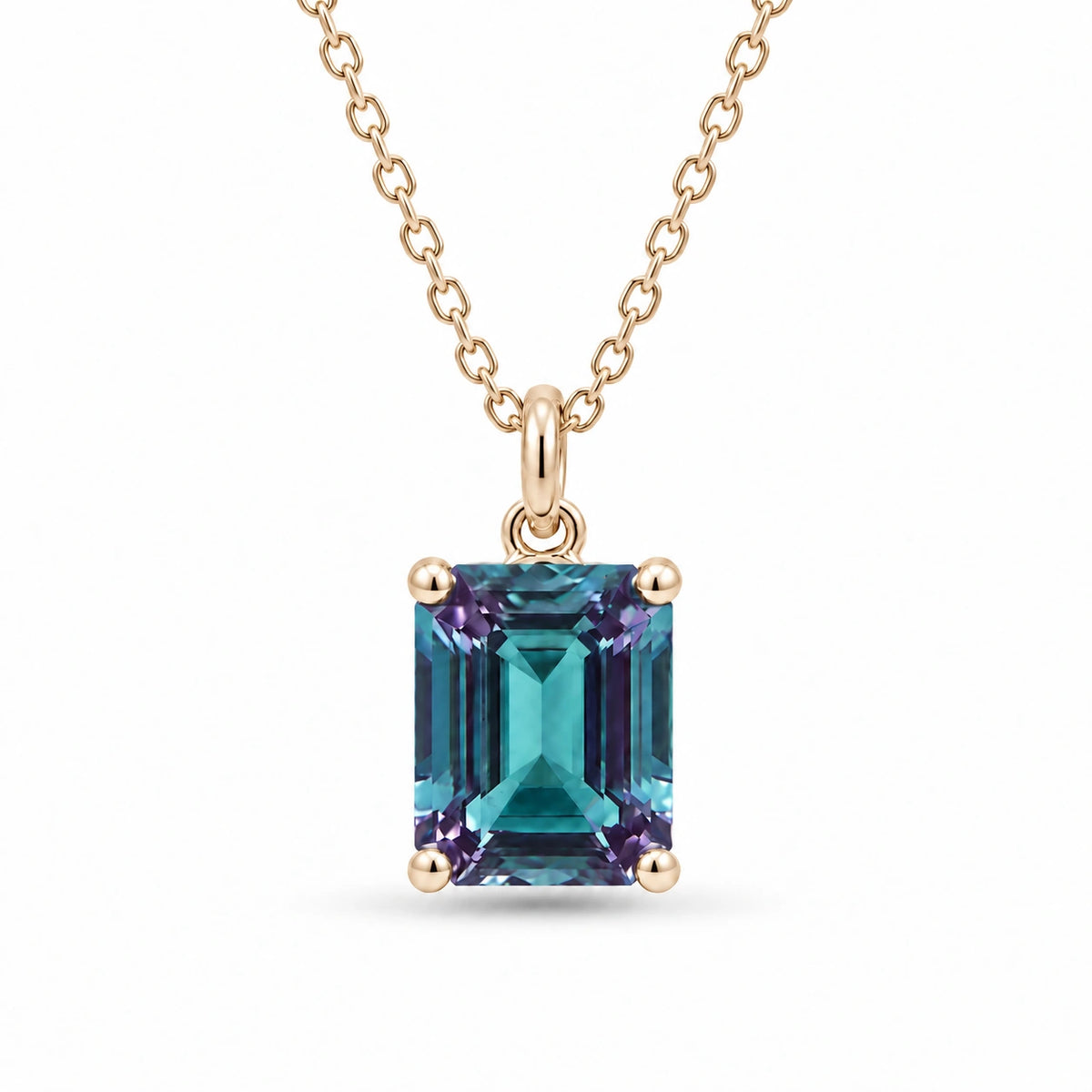 Emerald-Cut Lab Alexandrite Pendant — 3.00ct