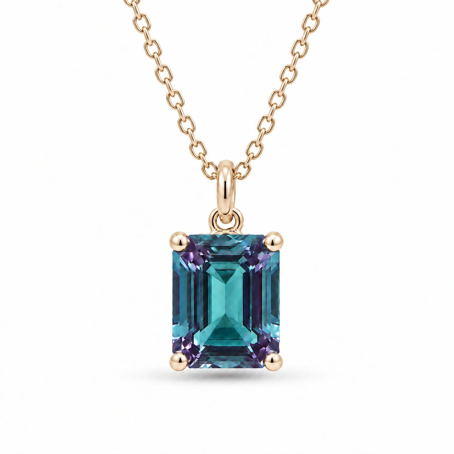 Emerald-Cut Lab Alexandrite Pendant — 3.00ct