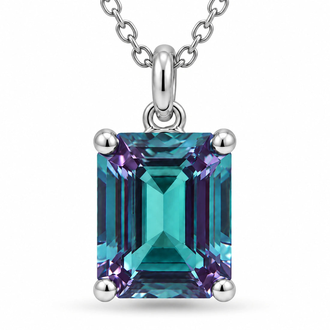 Emerald-Cut Lab Alexandrite Pendant close-up detail