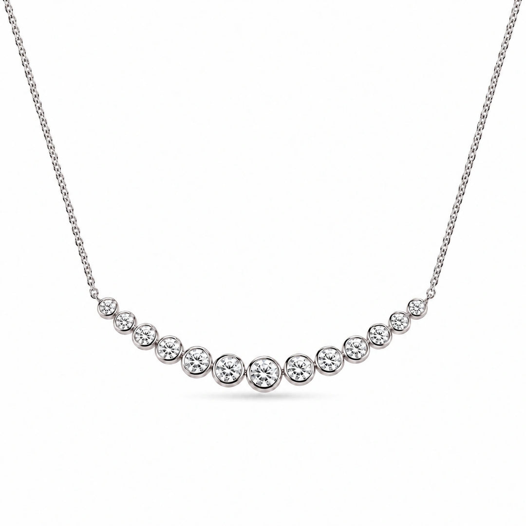 Bezel-Set Curved Bar Lab Diamond Pendant in Platinum 950, product visualization