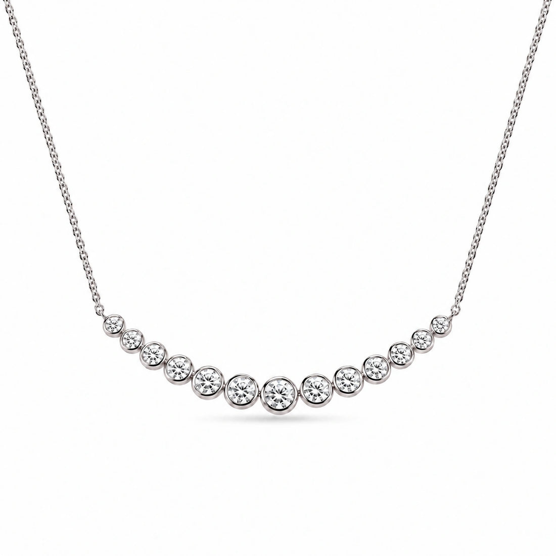 Bezel-Set Curved Bar Lab Diamond Pendant in Platinum 950