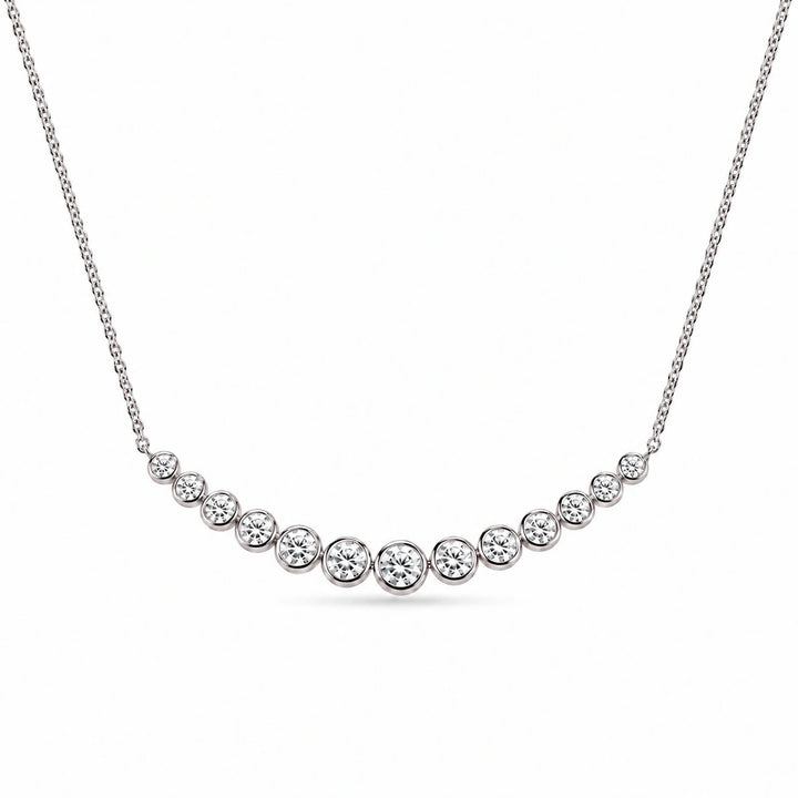 Bezel-Set Curved Bar Lab Diamond Pendant in Platinum 950, product visualization