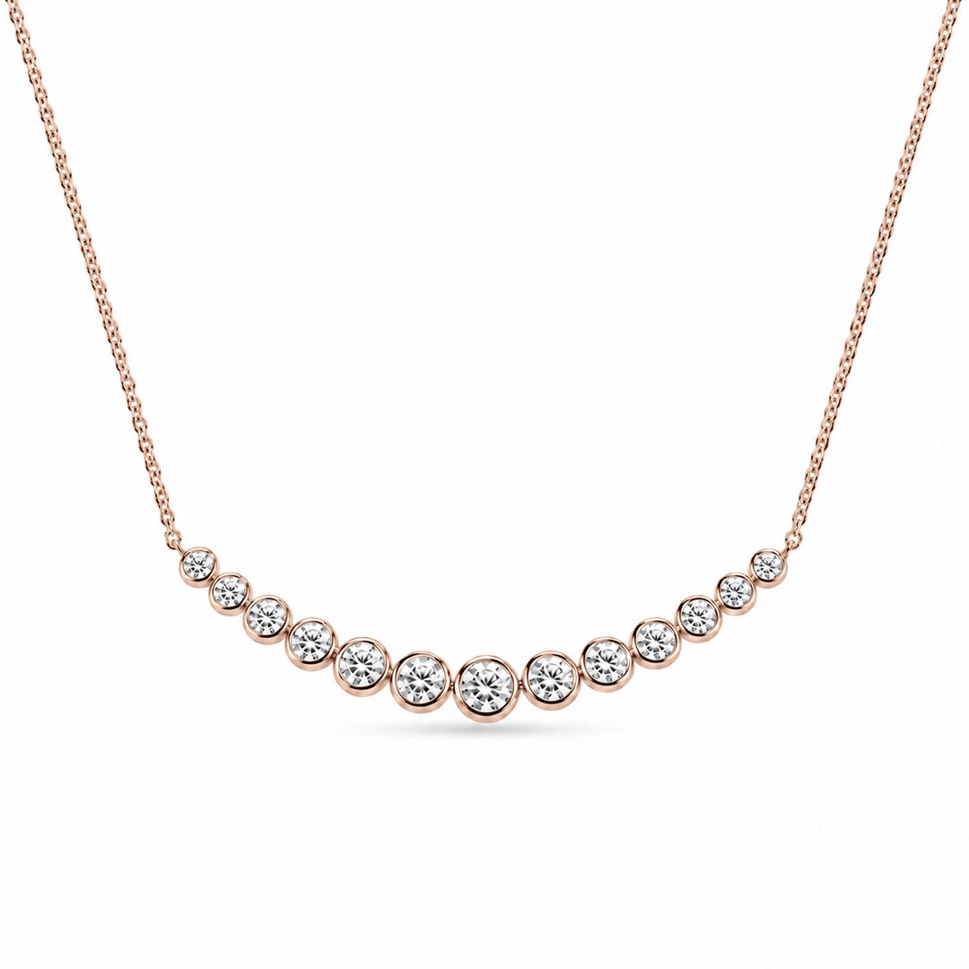 Bezel-Set Curved Bar Lab Diamond Pendant in 14K Rose Gold, product visualization