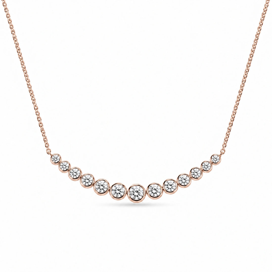 Bezel-Set Curved Bar Lab Diamond Pendant in 14K Rose Gold