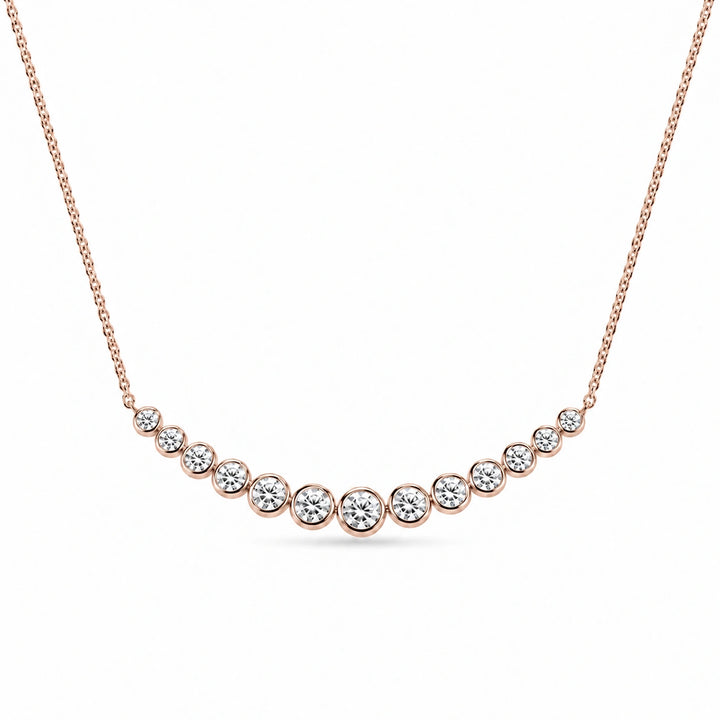 Bezel-Set Curved Bar Lab Diamond Pendant in 14K Rose Gold, product visualization