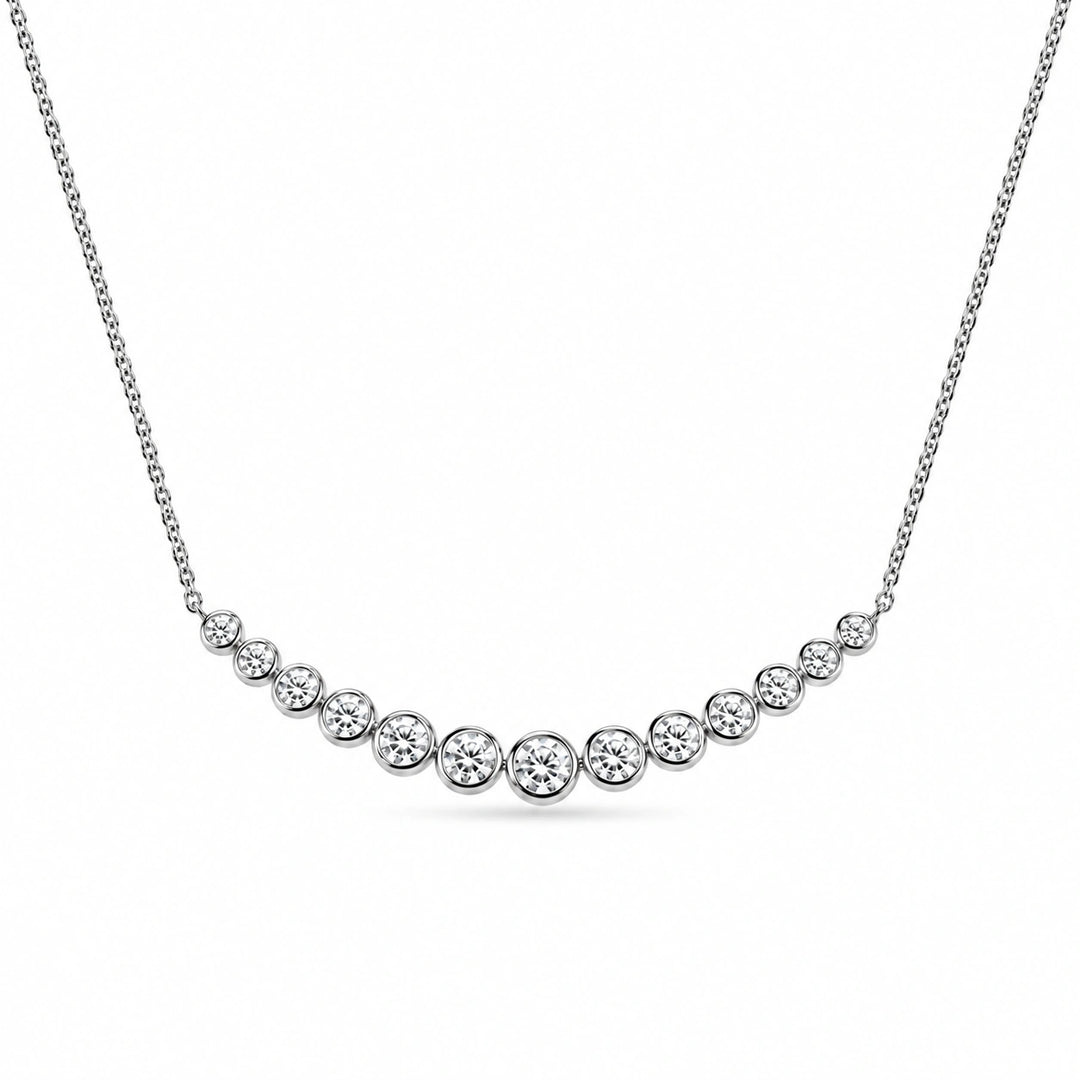 Bezel-Set Curved Bar Lab Diamond Pendant in 14K White Gold, product visualization