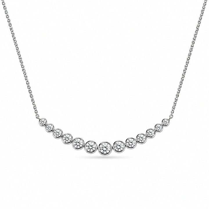 Bezel-Set Curved Bar Lab Diamond Pendant in 14K White Gold, product visualization