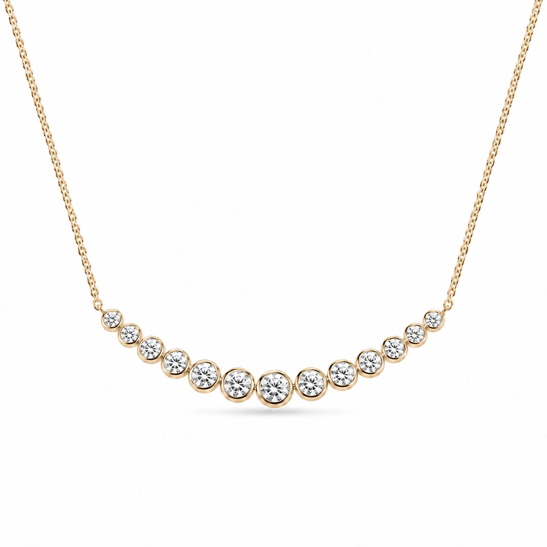 Bezel-Set Curved Bar Lab Diamond Pendant in 14K Yellow Gold, product visualization