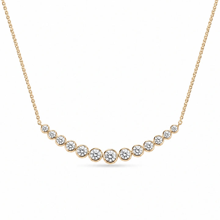 Bezel-Set Curved Bar Lab Diamond Pendant in 14K Yellow Gold, product visualization