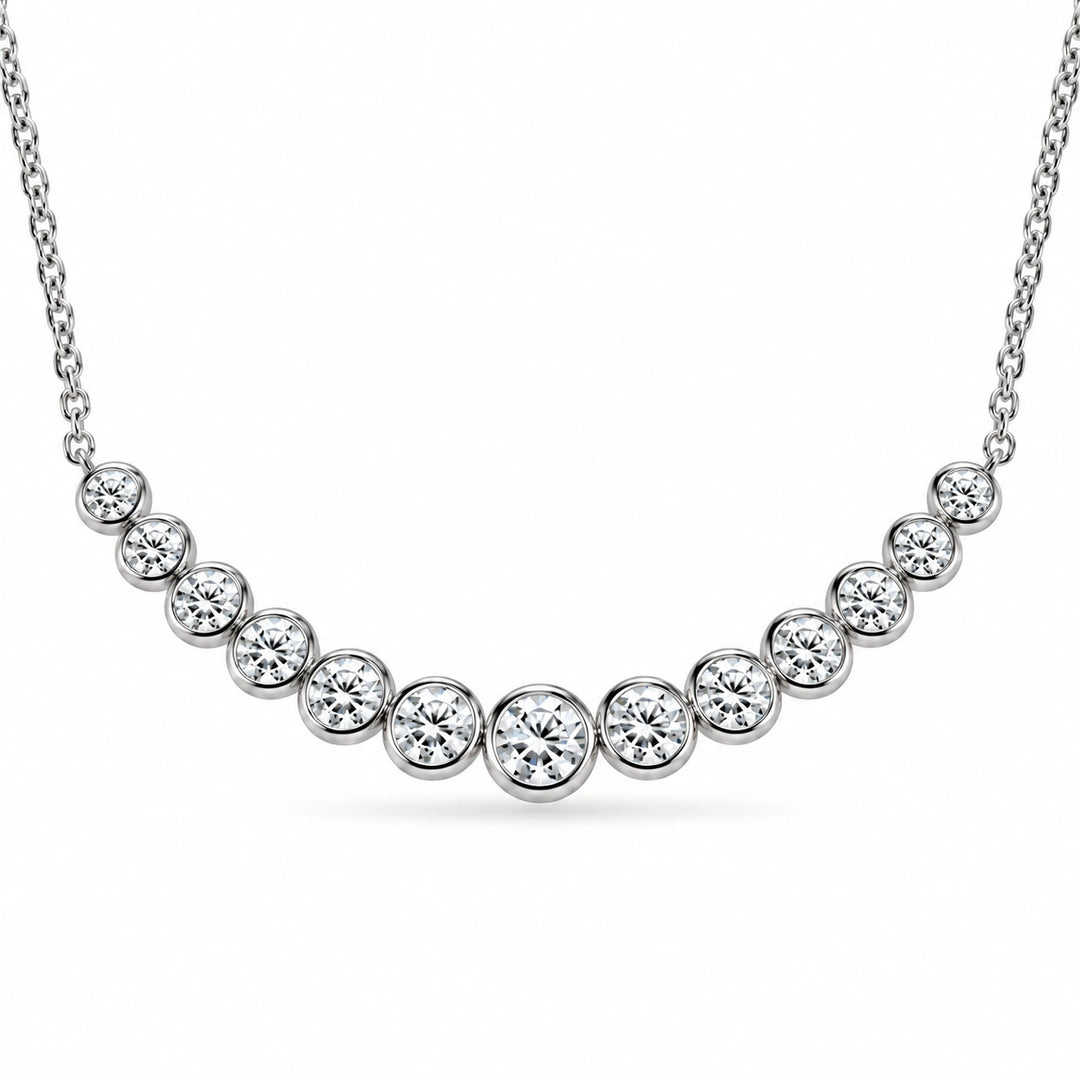Bezel-Set Curved Bar Lab Diamond Pendant close-up detail, product visualization