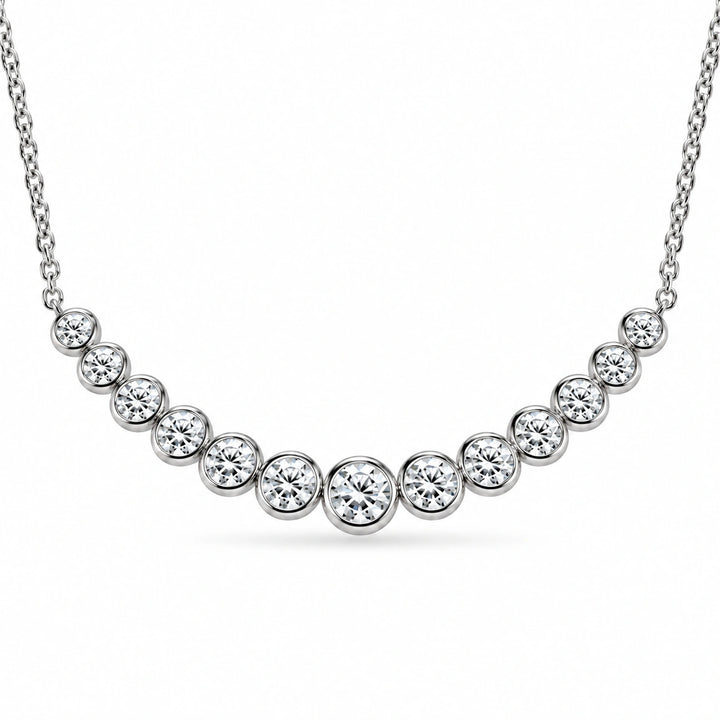 Bezel-Set Curved Bar Lab Diamond Pendant close-up detail, product visualization