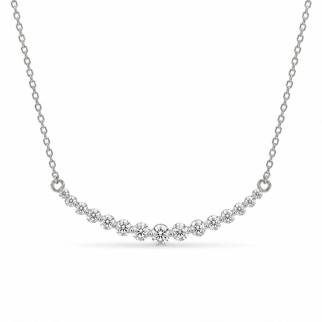 Prong-Set Curved Bar Lab Diamond Pendant in Platinum 950