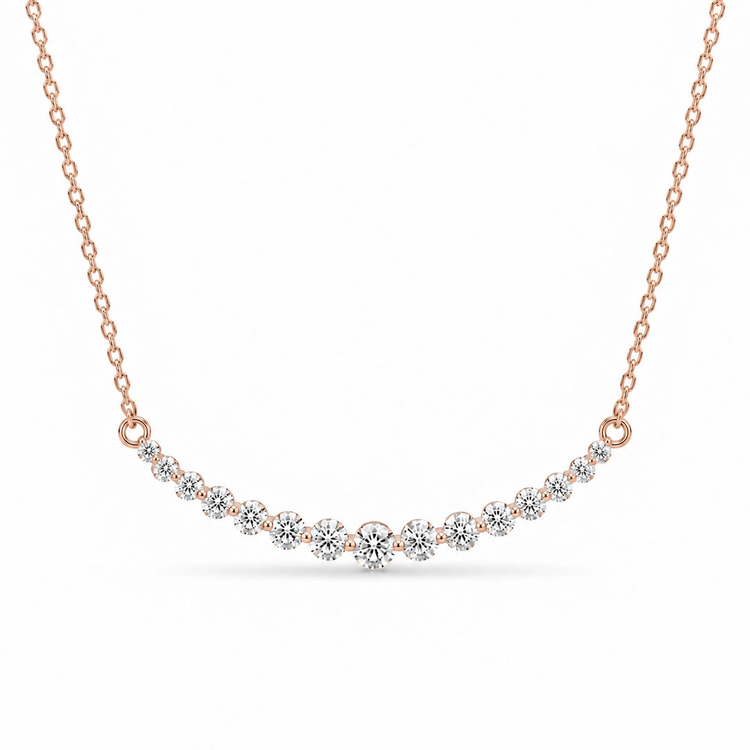 Prong-Set Curved Bar Lab Diamond Pendant in 14K Rose Gold, product visualization