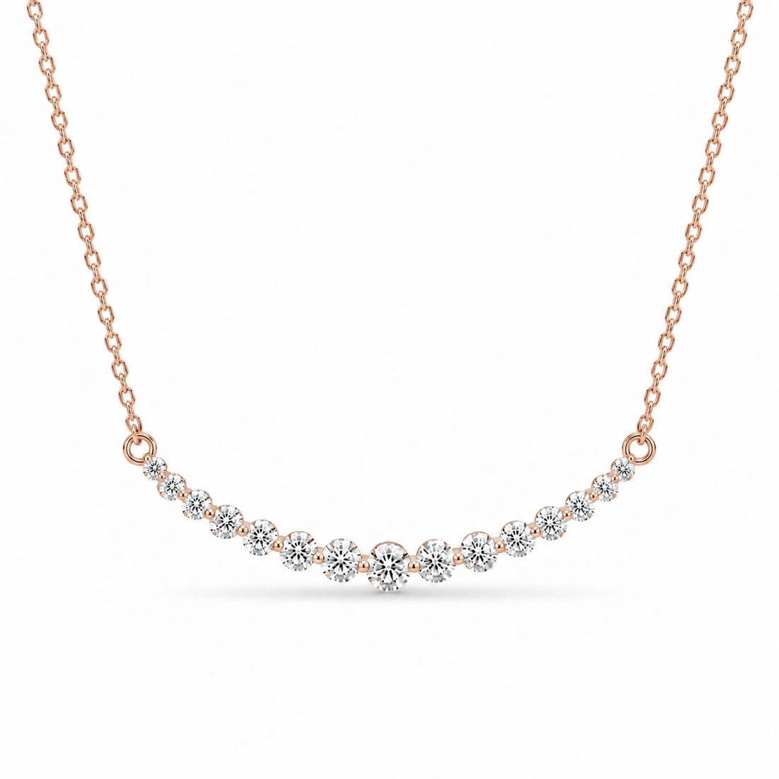 Prong-Set Curved Bar Lab Diamond Pendant in 14K Rose Gold