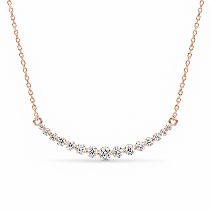 Prong-Set Curved Bar Lab Diamond Pendant in 14K Rose Gold, product visualization
