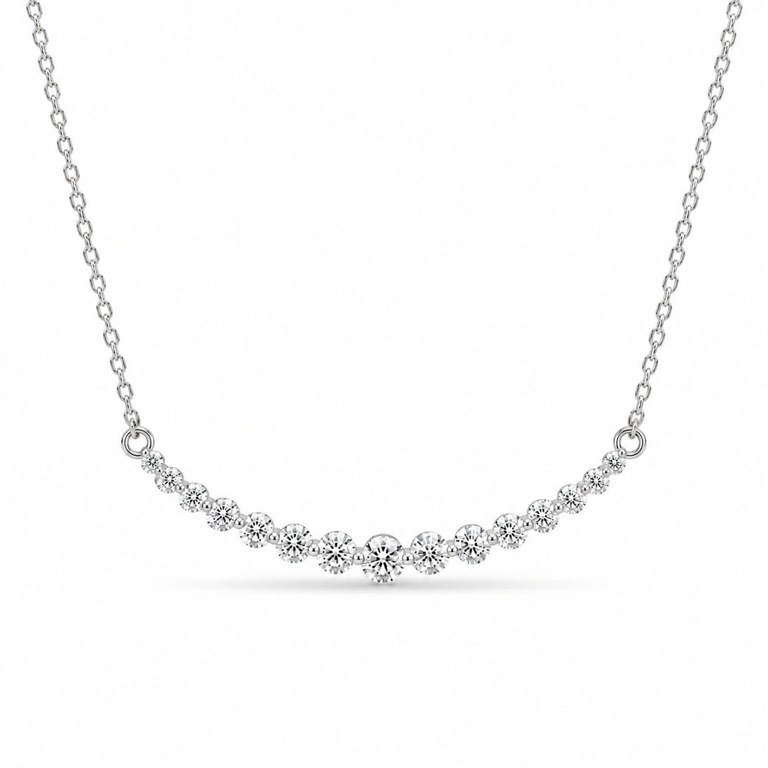 Prong-Set Curved Bar Lab Diamond Pendant in 14K White Gold, product visualization