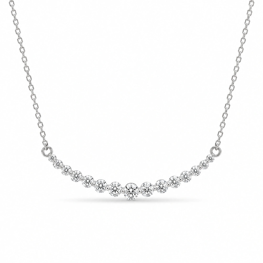 Prong-Set Curved Bar Lab Diamond Pendant in 14K White Gold