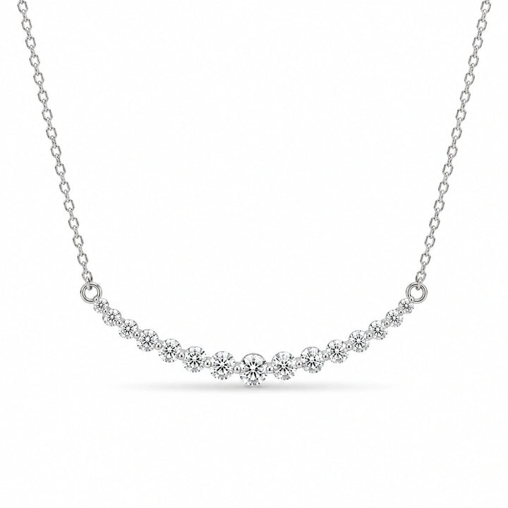 Prong-Set Curved Bar Lab Diamond Pendant in 14K White Gold, product visualization