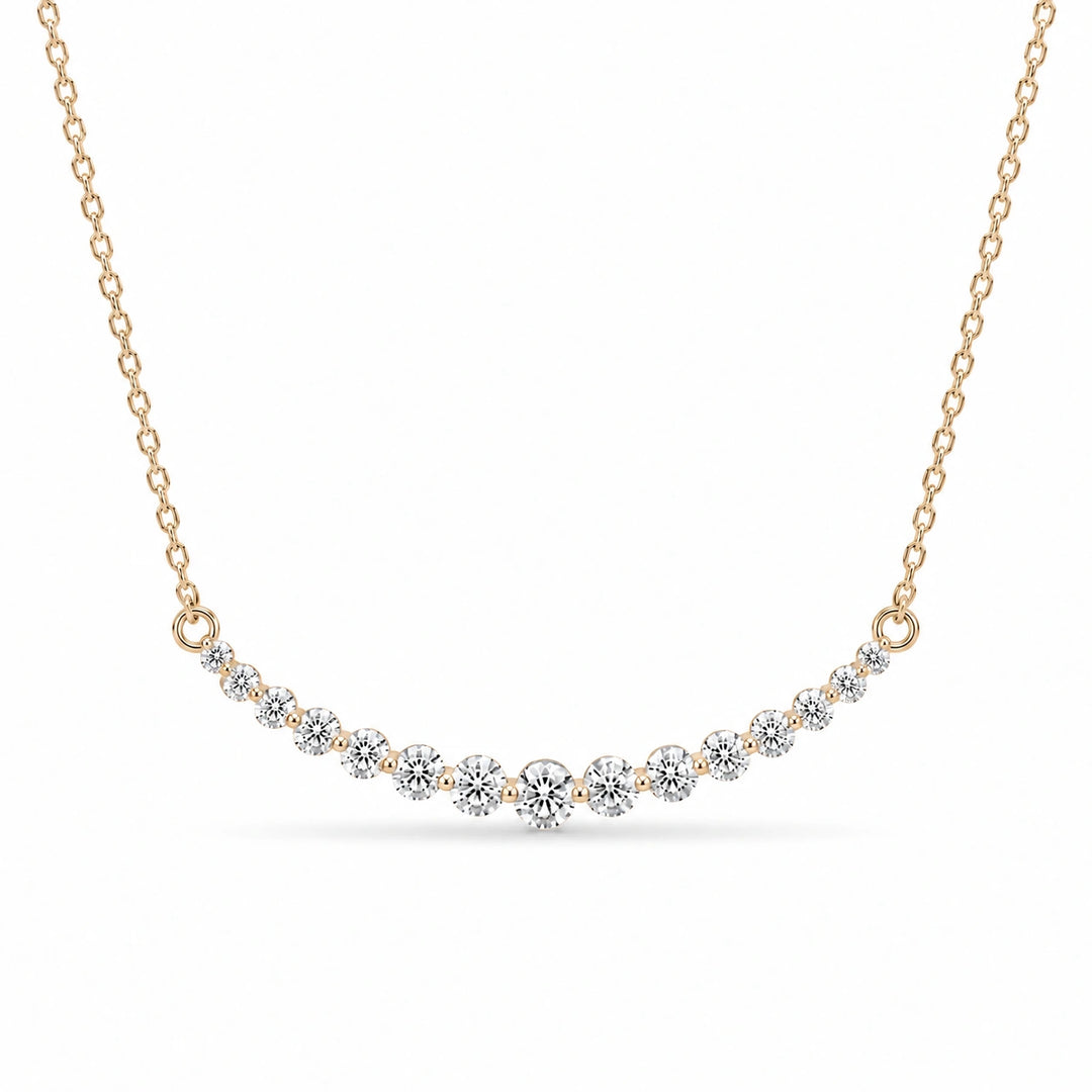 Prong-Set Curved Bar Lab Diamond Pendant in 14K Yellow Gold, product visualization