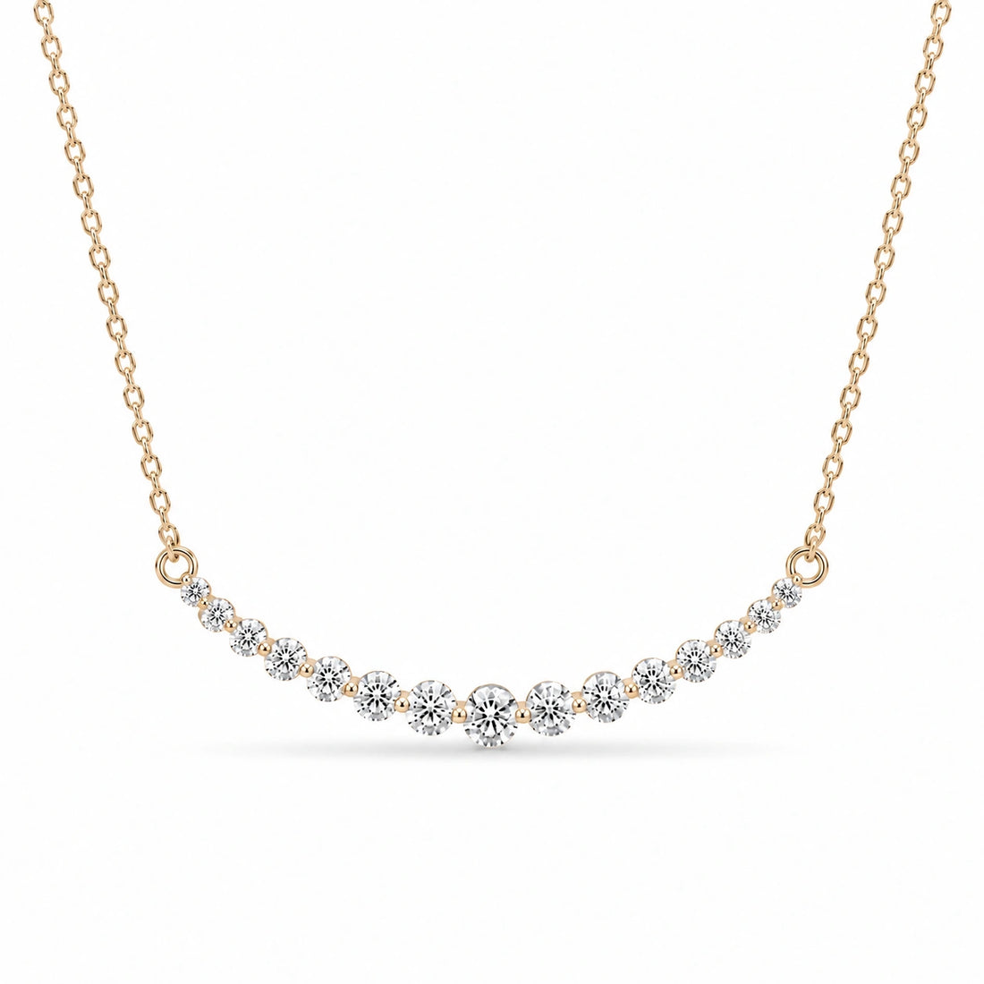 Prong-Set Curved Bar Lab Diamond Pendant in 14K Yellow Gold