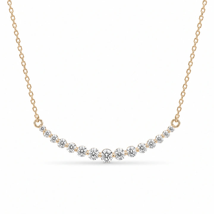 Prong-Set Curved Bar Lab Diamond Pendant in 14K Yellow Gold, product visualization