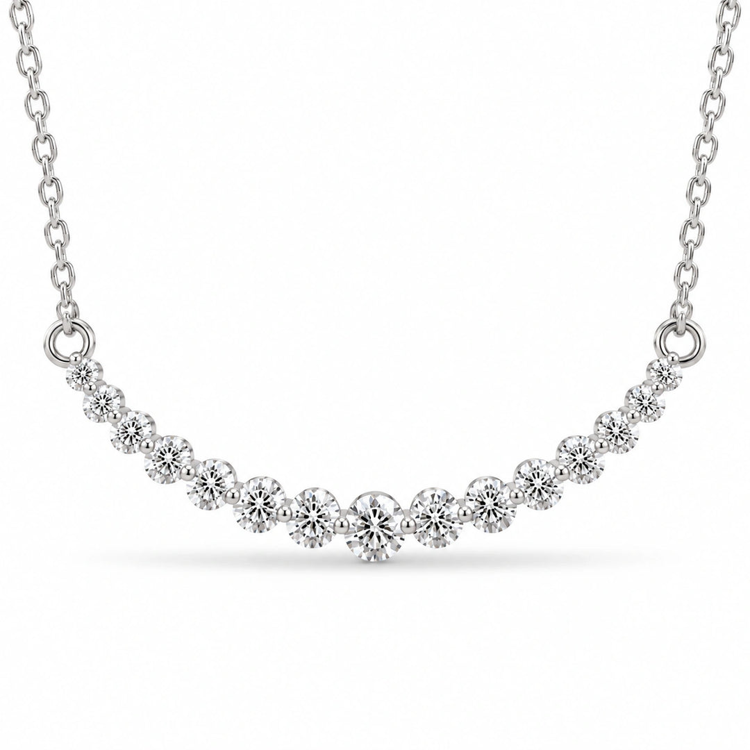 Prong-Set Curved Bar Lab Diamond Pendant close-up detail, product visualization