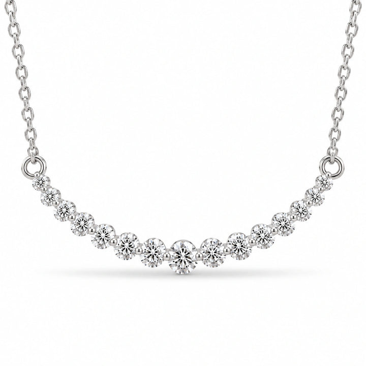 Prong-Set Curved Bar Lab Diamond Pendant close-up detail, product visualization