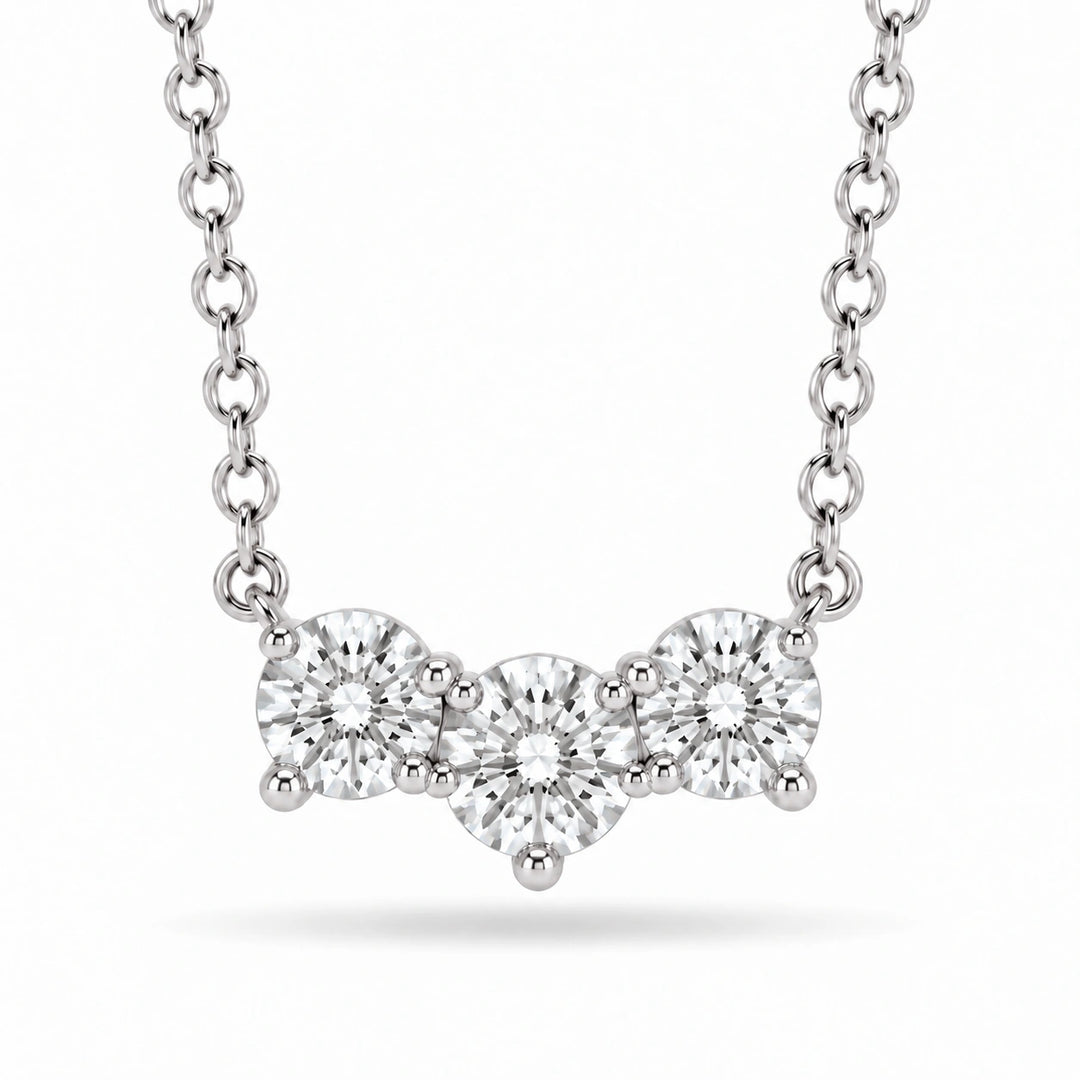 Three-Stone Lab Diamond Pendant in Platinum 950, product visualization
