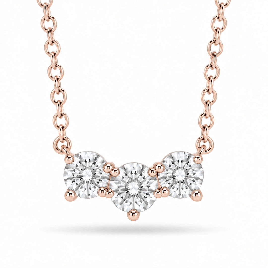 Three-Stone Lab Diamond Pendant in 14K Rose Gold, product visualization